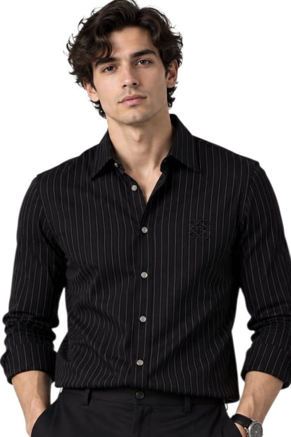 Premium Midnight Pinstripe Anagram Shirt For Men