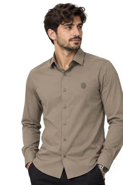 Premium Taupe Crest Executive Shirt For Men