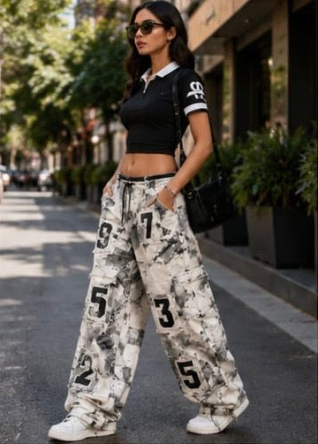 Women Streetwear Clothing - Wide Leg Stripped Bottomwear