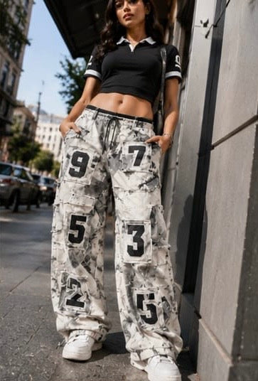 Women Streetwear Clothing - Wide Leg Stripped Bottomwear